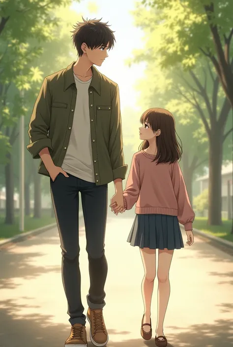 Boy 194cm and girl 155cm walking together