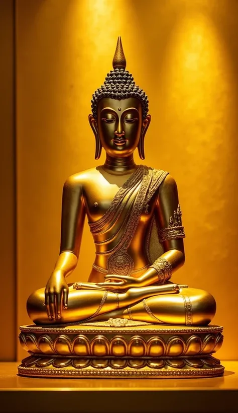 Buddha statue that shines in gold 　The background is also gold to make the decorations sparkle gorgeously