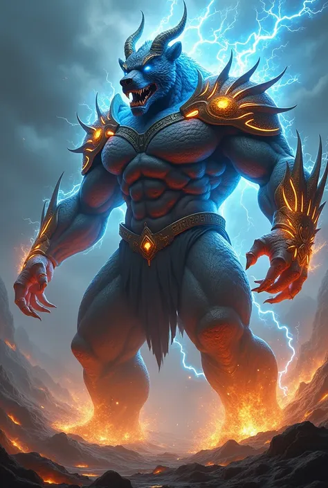 create 32k ultra-realistic image of a dangerous fighting hybrid fusion: A massive, muscular alien form with a terrifying and otherworldly presence. This hybrid combines the strength of a bear, the mystical essence of a howling lightning dragon, and the leg...