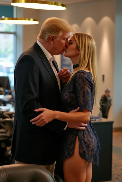 Ivanka trump and old man cuddling in office. Ivanka look at the camera. old man grope Ivanka body. old man grab the Ivanka boobs, old man touch ivanka body. Ivanka with a slutty minidress and choker. Ivanka look at the camera, Ivanka look in the camera in ...