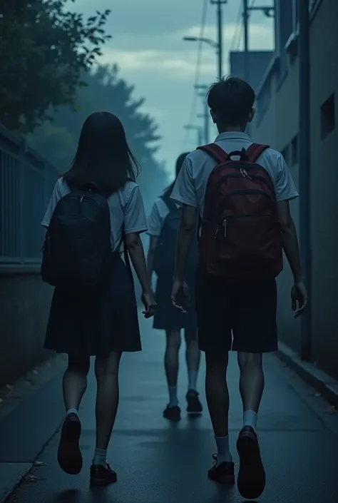 Students pic in uniform and bag comeback home in dark filter big students 