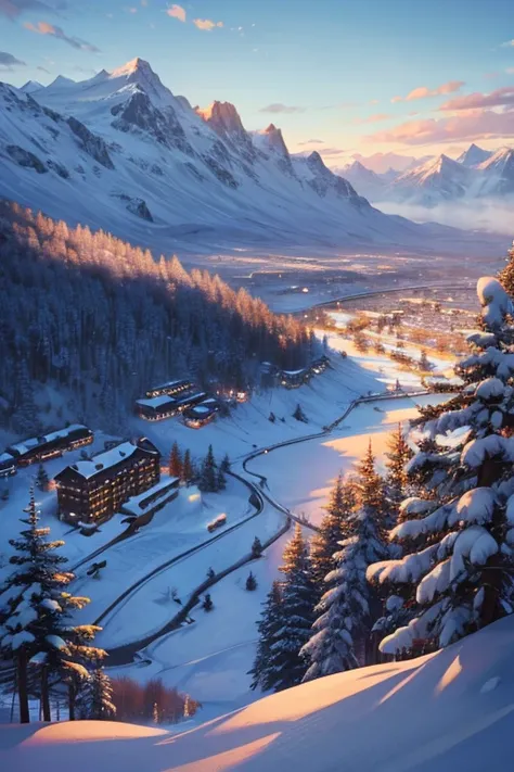  top quality、 landscape painting、snow景色、snow、metropolis