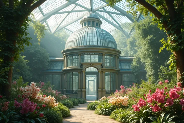 Here’s a potential prompt for Luma AI to turn your image concept into an immersive video:

"Expansive cinematic shot of a grand glass conservatory nestled amidst vibrant, lush floral arrangements. The conservatory features intricate ironwork and glistening...