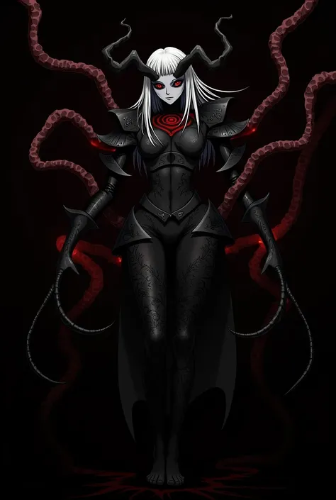 Name: Xaraphon, The Soul Eater

Appearance:
- Pale white skin ,  life of her own
- Long, white hair that falls over your face ,  partially hiding it
- Two twisted black horns that protrude from your forehead ,  wallpaper resembling claws
- Your eyes are co...