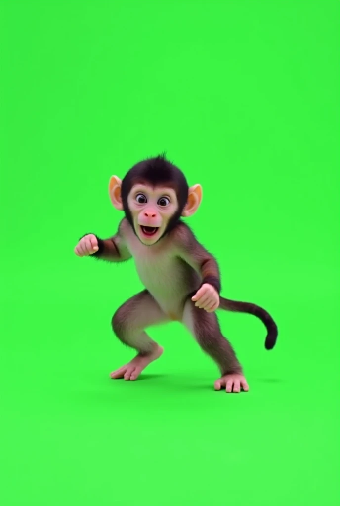 Baby monkey playing  green screen background 5 sec video