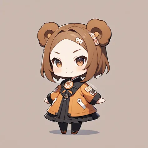 ultra-small deformation, Chibi Cute, 1girl, solo, full body, smile is anagram of bear, simple background