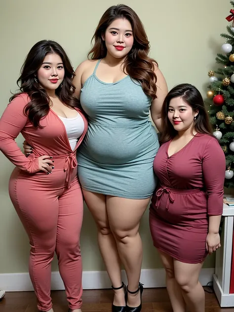 ((((Bbw)))) a man in a santa suit and two women in lingeries