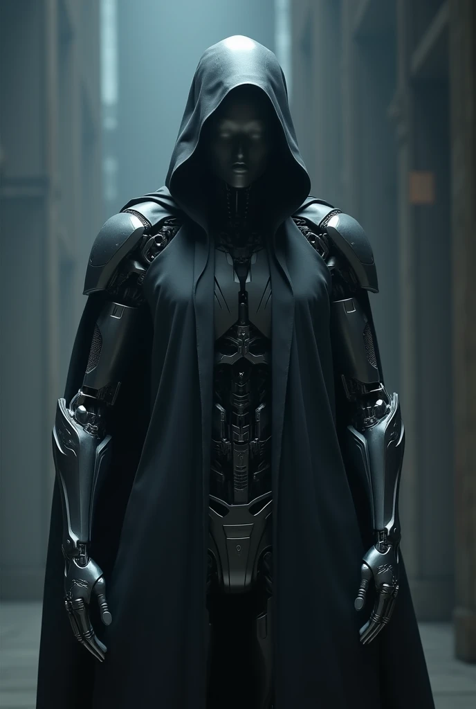 Hooded robot with an anonymous mask