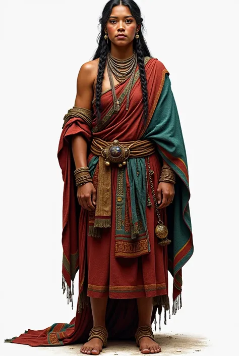 A full-body Inca woman looking at me in png format