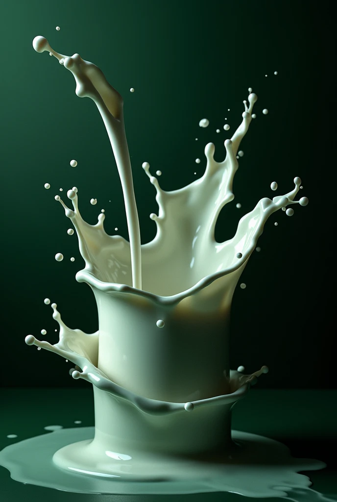 Create a photo with a dark green background mixed with cocoa milk and white milk
