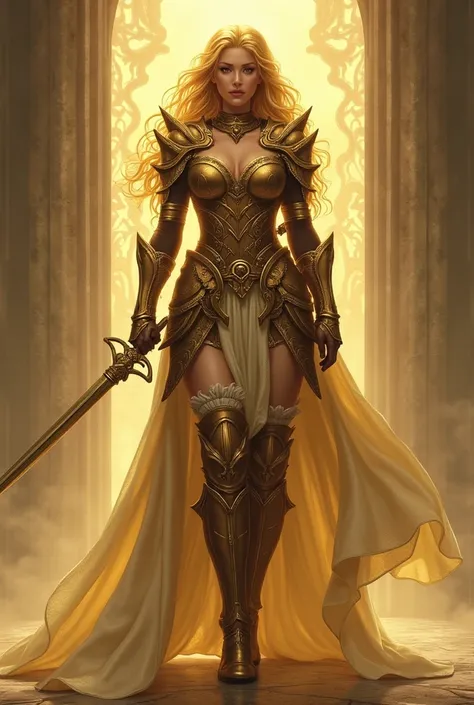  High resolution,  masterpiece,  Anatomically correct,  Best Quality ,  tall details, HD model,  Paladin with golden aura , leather armor, Use a shortsword, whitout helmet, raze aasimar, women