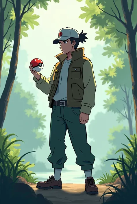 Adult trainer with pokeball in his hand Sile drawing Pokemon
