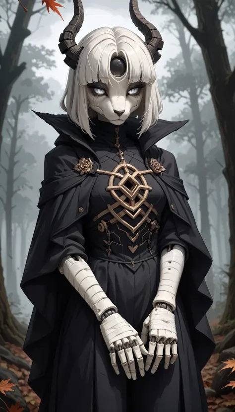 (zPDXL2), (PonyXLV6_Scores), source_anime, source_anthro, source_furry, Expressiveh, full body portrait shot, BREAK
Inhata4564, 
1girl, ball joints doll, white hair, expressionless, forest, trees, fallen leaves, dark skies, grey sky, desaturated, muted pal...