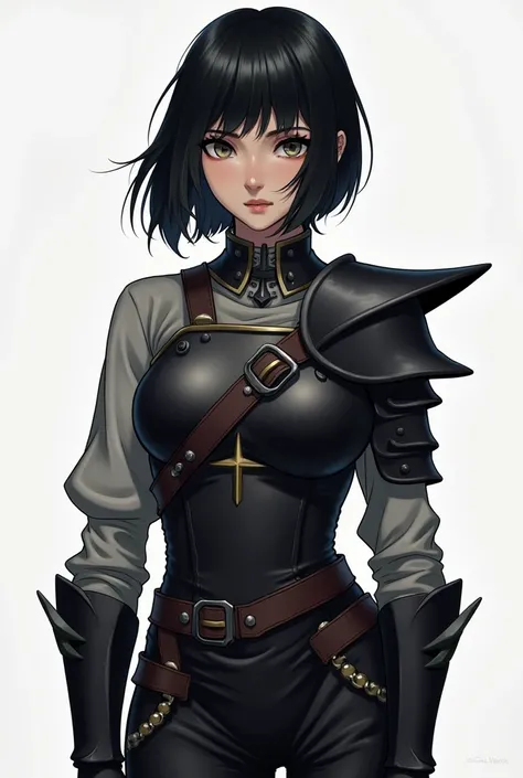 Alone, 1 ,  black hair,  short hair, straight hair, Serious, with sadness,  illustration,  anatomically correct ,  high resolution, HD model,  high quality, 

 Grayce is a 1 ,50 meters,  with an athletic and agile constitution .  Her skin is olive tinted ,...