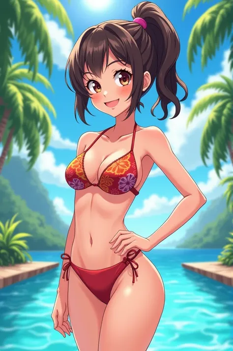 Create a young anime girl in a bikini