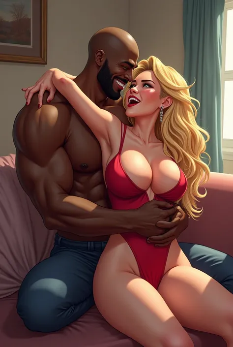 anime style, background:house room,
muscle man, smile, big penis, big man, black male, bald, no pants, no shirts
blonde hair girl, big breast, ahegao, big tits, white girl, one piece dress, sexy, excited, pleasure