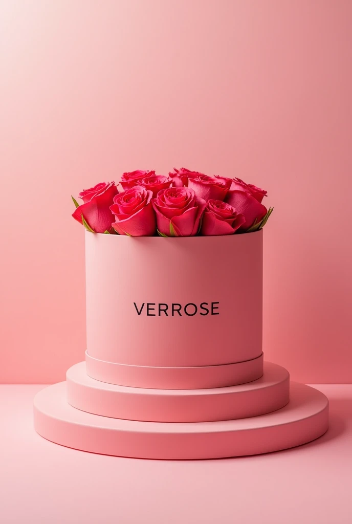 crée une bannière dynamique format paysage sans écriture avec des couleur rouge et rose léger , sans trop de détails pour que ce soit de la meilleure qualité possible,je veux une qui représente la marque "VERROSE" avec des boite de rose en cube