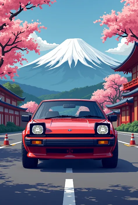 "create a pixel art style avatar of a Toyota AE86 Sprinter Trueno in Japan with the name TheFedeXd.  The image must be of high quality , in 8K resolution."