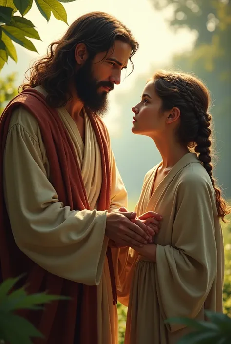  I need a picture of Jesus chatting with a girl , Who is a faithful follower  