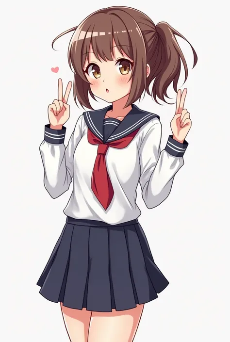 cartoon of a girl in a sexy little school uniform with a short skirt and a tied shirt