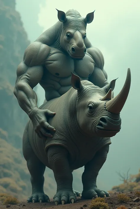 Hybrid holding a rhinoceros 