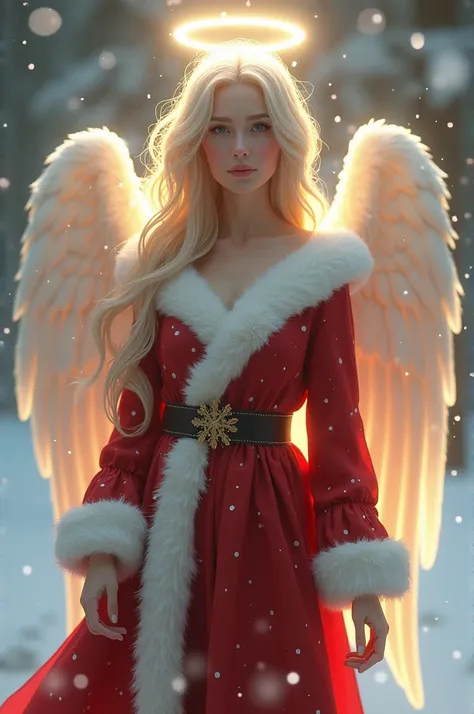 Woman Angel dressed as santa