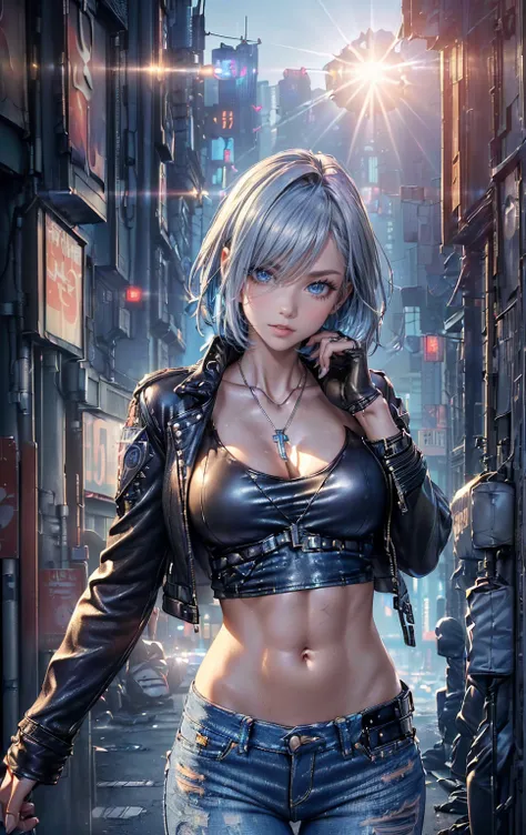 ((Highest quality, 8k, masterpiece :1.3)), (Sharp focus :1.2, Beautiful woman with perfect figure :1.4, Slim Abs :1.2),  A 20-year-old woman (PhotoRealistic:1.4), (Realistic:1.4), ( ダークBlue color hair :1.6),( Medium Hairstyle ) (A sharp expression、  No Emo...