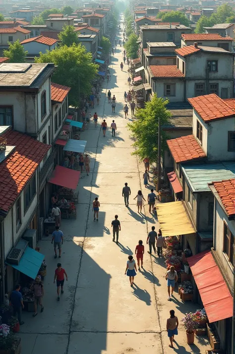 Cartography of a neighborhood which is composed of 5 blocks and its main street is in poor condition and has 3 canteens