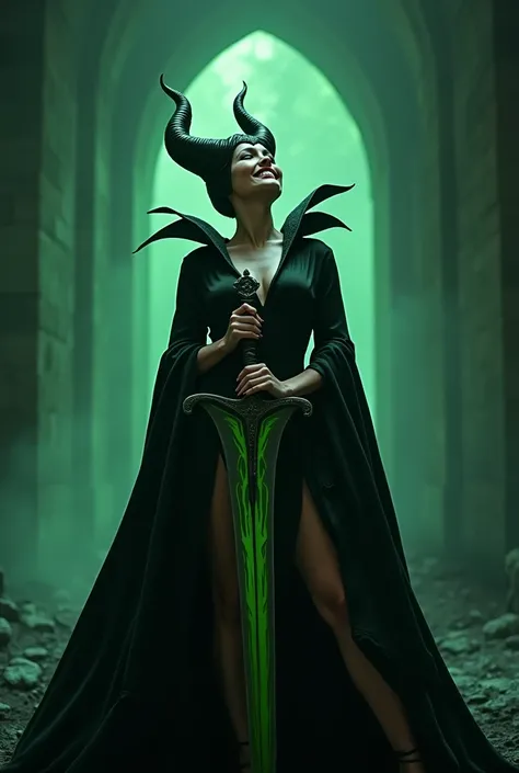  The amazing Angelina Jolie as Maleficent ,   accent on her horns  ,   very long horns  ,   purple accents  ,   purple reflected light  ,  nu , young and handsome,   hyperrealistic  , real portrait, with backlight,  Exquisite features  ,     Cleavage  ,   ...