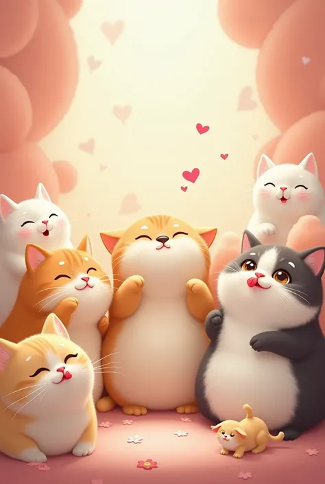 Generate an image of the cute fat cat characters sending a kiss