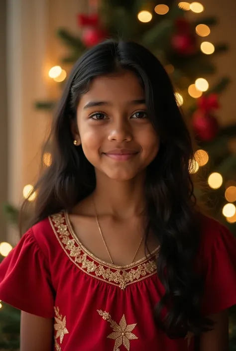 s indian girl age 14, wearing christmas dress 