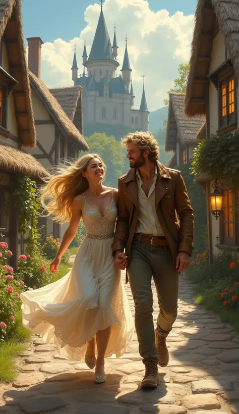 Blonde princess escapes running away with the man she met in the village