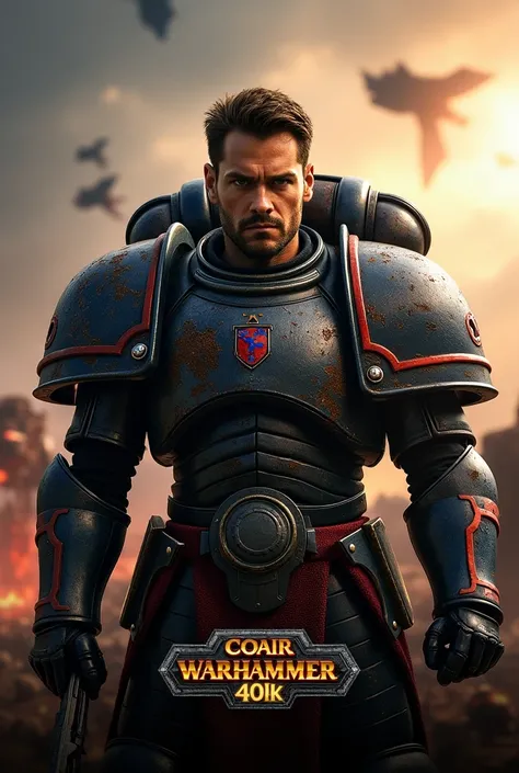 Create a WARHAMMER 40k Live Action Movie – Full Teaser Trailer – Henry Cavil movie poster.
Main content: The poster features an image of actor Henry Cavill wearing Warhammer 40k Space Marine armor. The background is an epic fantasy battlefield scene with s...