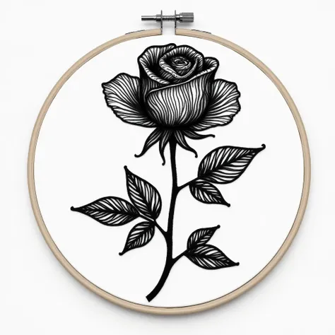 make a rose or flower embroiydery , embroydery should be black and background should be white 

