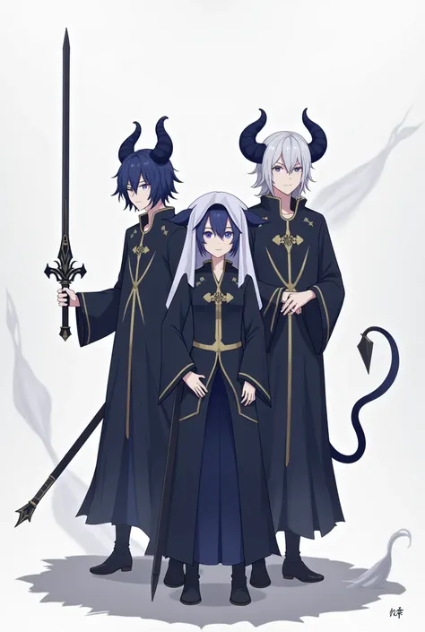 Anime characters dressed in black and blue with horns and swords ,   character portrait inspired by Okumura Masanobu, CG Societyでトレンド, Empty heart, Lalafell,  Genshin characters naked,  Keqing in Genshin Impact,  with a towel on her head ,  Ayaka Genshin I...