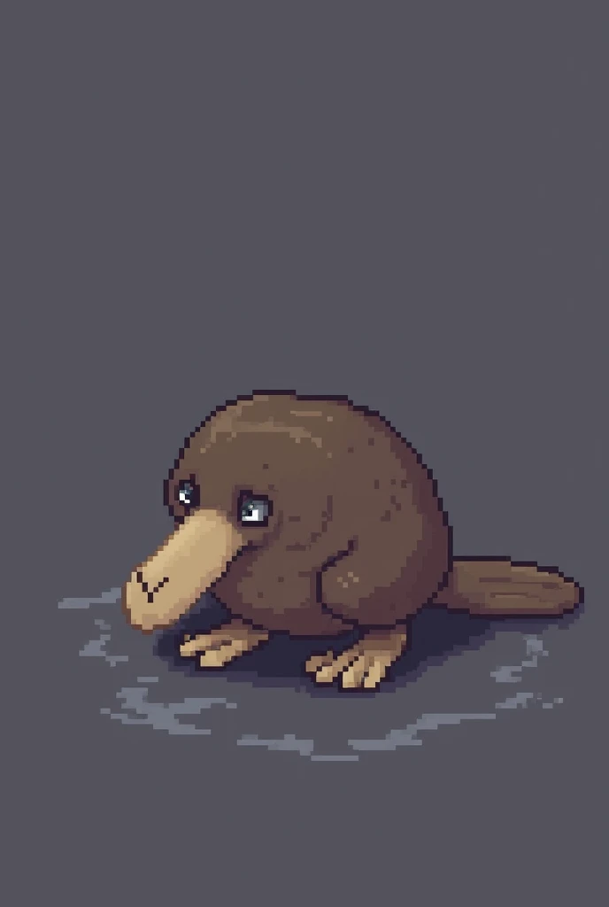 Create a pixel art of a depressed platypus