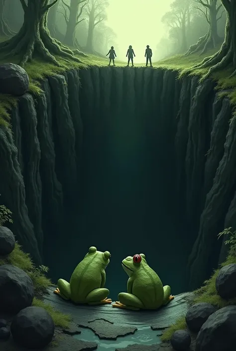 Seeing that the pit was very deep, they told the two frogs that there was no way to escape from the deep pit and there was no point in trying.