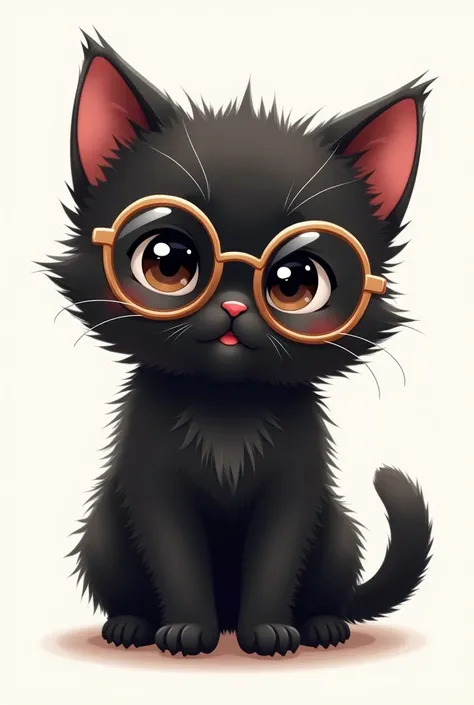 A black kitten fanart wearing glasses