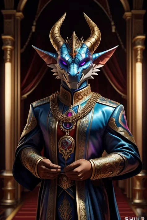 character design, Lucifer (Pride)
Appearance:
Appears 47 years old; a snakelike demon with iridescent scales and an aura of authority. They wear regal attire and carry themselves with unmatched confidence. male, solo, by shiuk