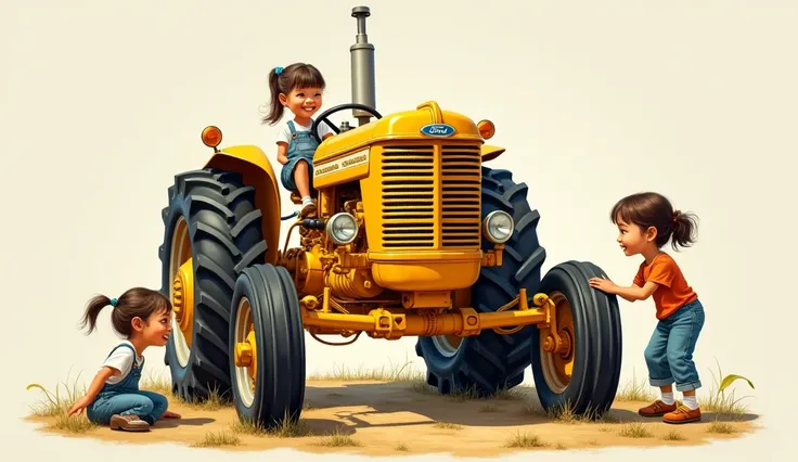 Ford 96 30 tractor  yellow color front view Zameen par tractor girls and Zameen