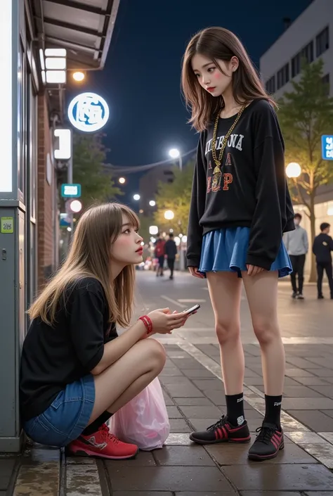 nsfw, low ambient light, flash, super detailed, photorealistic, 2girl, (beautiful girl, street prostitute, illegal), full body, korean girl,
(high resolution, masterpiece, highest quality:1.4), realistic, photo, amazing detail, 8k, high resolution, amazing...