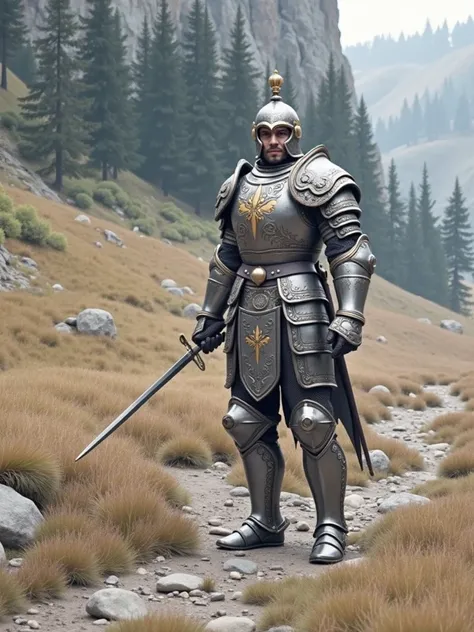 Medieval warrior in armor