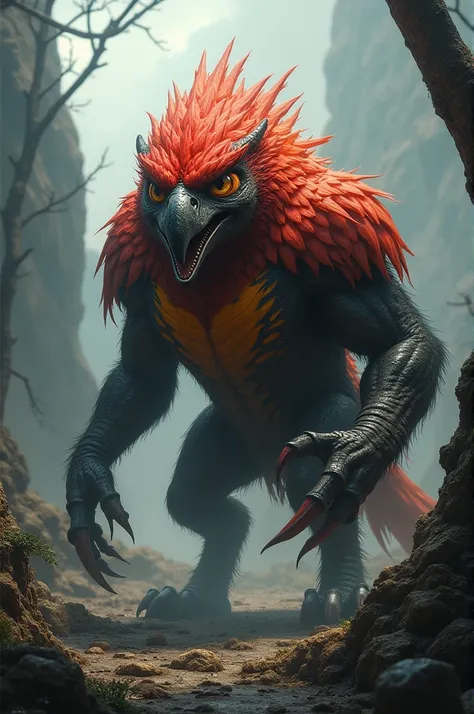 I want to create an aggressive hybrid character from these two characters parrot 