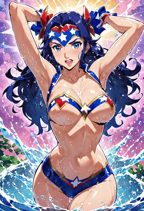 Draw wonder women wet body sexy pose from just league cartoon