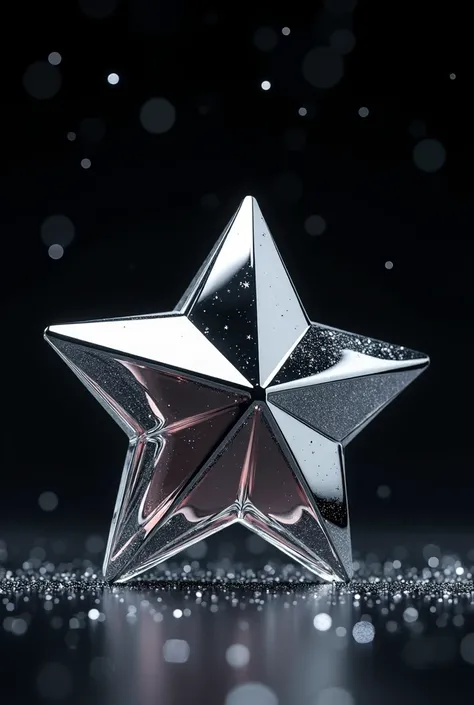 Make a perfume called silver in the shape of Mugler  (Star), with the Dolce  & Gabbana y que el fondo sea negro con Stars que se note que es un perfume de dolce & Gabbana ponle la partecita del atomizador y el logo de dolce & Gabbana