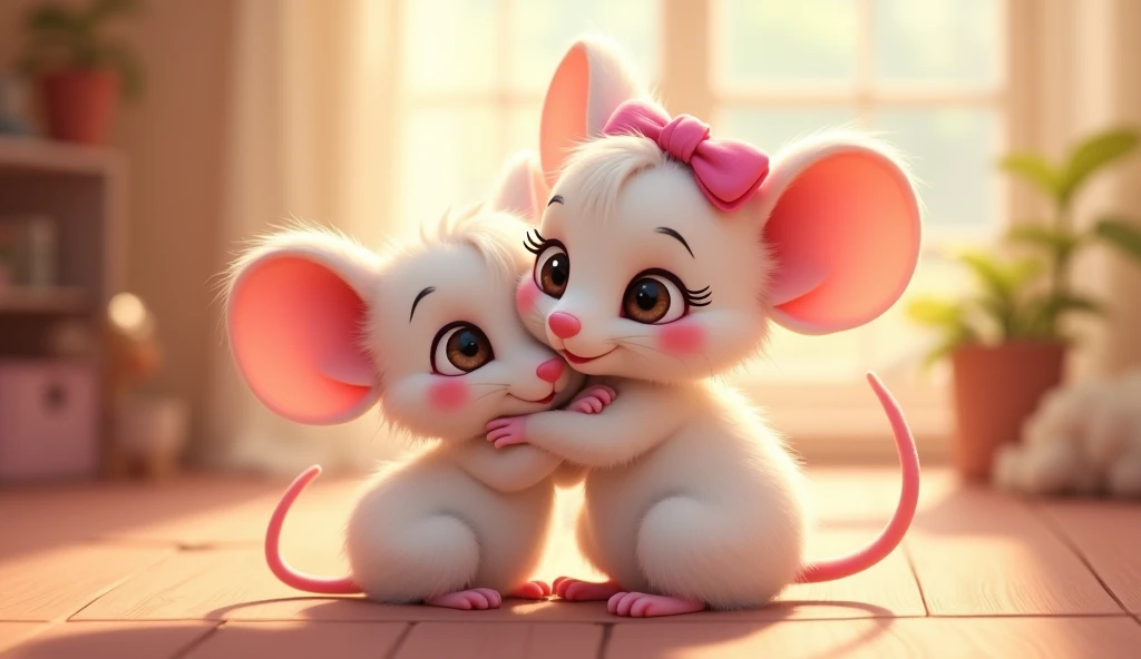 "Chunni A male , elegant white mouse with soft, fluffy fur. Its large, sparkling eyes are full of curiosity and wonder, and its tiny pink nose twitches with excitement. The mouse’s delicate paws and long, graceful tail add to its charm. It exudes a sense o...