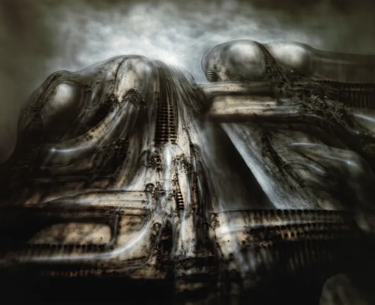 Surreal landscape mastered by Giger,, (best quality:1.4), H.R. GIGER,  BY GIGER