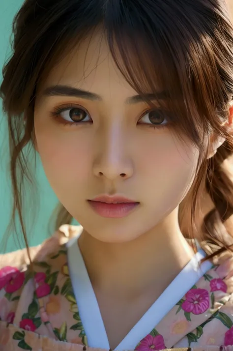  Japanese Women、Clothes that don&#39;t expose skin、summer、 face and chest close-up 、 Realistic Pictures、 realistic skin、 women wearing luxurious fur 、 Max Image、 Japanese woman with a viewing angle of、Egg-shaped contour、 big eyes、 almond eye、Droopy eyes、In...