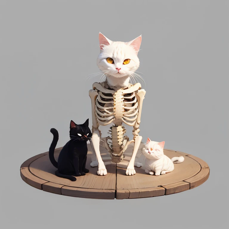 round cat skeleton avatar、Red and white、 simple