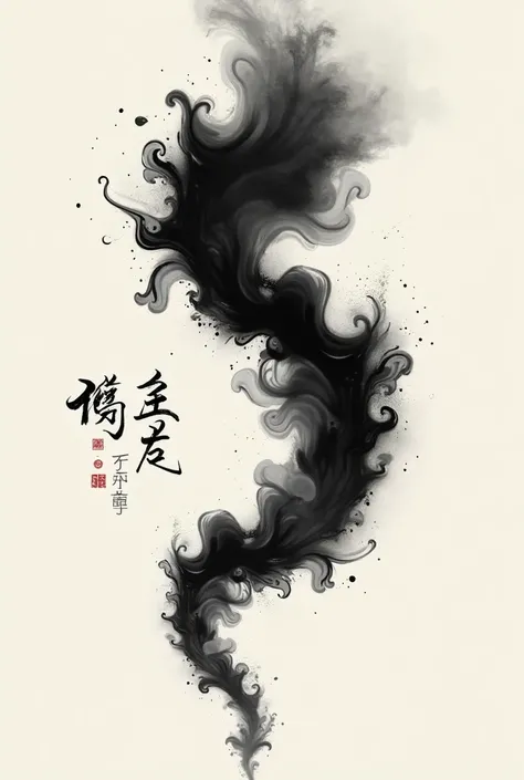 Generate an advertising poster that includes a Chinese ink stain and an attractive name referring to the stain